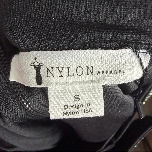 Nylon Apparel Rhinestone Multilayered Tassel Belted Mini Skirt Small Black New - Picture 7 of 8